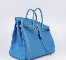 Load image into Gallery viewer, Hermes Birkin 35cm Togo Leather Handbags 6099 Blue Golden