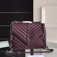 Load image into Gallery viewer, Yves Saint Laurent Medium Monogram College Bag in Burgundy Goatskin