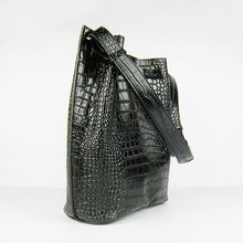 Load image into Gallery viewer, Hermes Crocodile Vein Shoulder Bag H2804 Black Silver