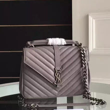 Load image into Gallery viewer, Yves Saint Laurent Medium Monogram College Bag in Grey Goatskin