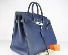 Load image into Gallery viewer, Hermes Birkin 35cm Togo Leather Handbags 6099 Dark Blue Silver