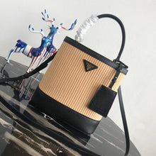Load image into Gallery viewer, Prada Panier Medium Straw Black Bag