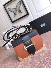 Load image into Gallery viewer, Prada Cahier Shoulder Bag In Brown/Black Leather