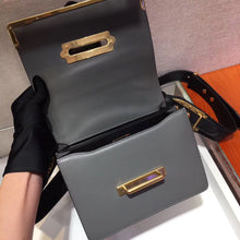 Load image into Gallery viewer, Prada Cahier Shoulder Bag In Grey/Black Leather