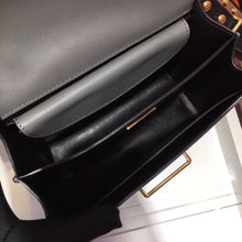 Load image into Gallery viewer, Prada Cahier Shoulder Bag In Grey/Black Leather