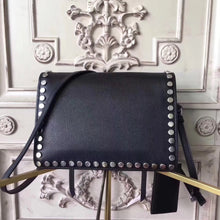 Load image into Gallery viewer, Prada Etiquette Bag In Black Calfskin With Metal Stud Trim