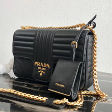 Load image into Gallery viewer, Prada Medium Diagramme Flap Bag In Black Calfskin