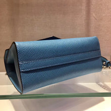 Load image into Gallery viewer, Prada Monochrome Flap Bag In Blue Saffiano Leather