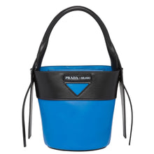 Load image into Gallery viewer, Prada Black/Blue Ouverture Leather Bucket Bag