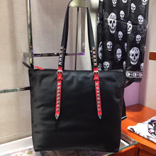 Load image into Gallery viewer, Prada Black Nylon Tote Bag With Studded Handles