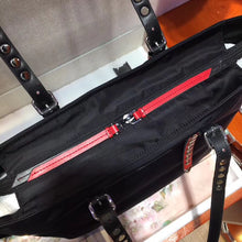 Load image into Gallery viewer, Prada Black Nylon Tote Bag With Studded Handles