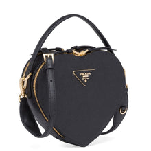 Load image into Gallery viewer, Prada Odette Heart Bag In Black Saffiano Leather