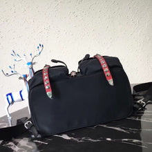 Load image into Gallery viewer, Prada Black Nylon Backpack With Red Metal Studs