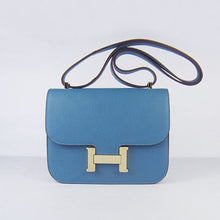 Load image into Gallery viewer, Hermes Constance Cowskin Leather Bag H017 blue golden