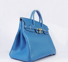 Load image into Gallery viewer, Hermes Birkin 35cm Togo Leather Handbags 6099 Blue Golden