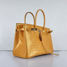 Load image into Gallery viewer, Hermes Birkin 35cm 6089 New Golden Crocodile Vein Handbags Gold