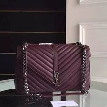 Load image into Gallery viewer, Yves Saint Laurent Large Monogram College Bag in Burgundy Goatskin