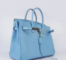 Load image into Gallery viewer, Hermes Birkin 35cm Togo Leather Handbags Light Blue Golden