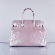 Load image into Gallery viewer, Hermes Birkin 35cm 6089 New Crocodile Vein Handbags Pink Silver