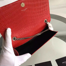Load image into Gallery viewer, Yves Saint Laurent Medium Monogram Tassel Satchel In Red Crocodile Leather