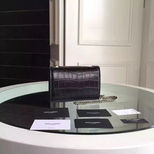 Load image into Gallery viewer, Yves Saint Laurent Small Monogram Tassel Satchel In Black Crocodile Leather