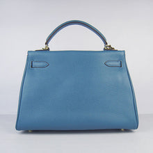 Load image into Gallery viewer, Hermes Kelly 32cm Togo Leather Handbag Blue/Golden