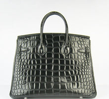 Load image into Gallery viewer, Hermes Birkin 35cm Crocodile Big Veins Handbags Black Silver