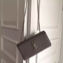Load image into Gallery viewer, Yves Saint Laurent Medium Monogram Satchel In Grey Crocodile Leather
