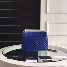 Load image into Gallery viewer, Yves Saint Laurent Medium Monogram College Bag in Blue Goatskin
