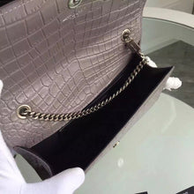 Load image into Gallery viewer, Yves Saint Laurent Medium Monogram Satchel In Grey Crocodile Leather