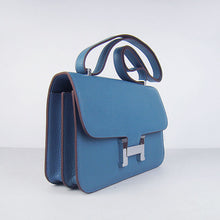 Load image into Gallery viewer, Hermes calf Leather Message Bag H020 blue silver