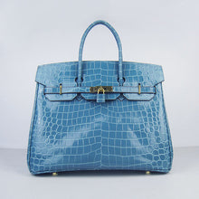 Load image into Gallery viewer, Hermes Birkin 6089 Crocodile Blue Bag