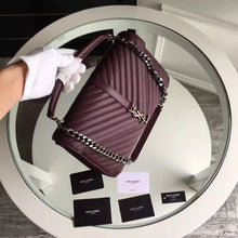 Load image into Gallery viewer, Yves Saint Laurent Large Monogram College Bag in Burgundy Goatskin