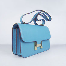 Load image into Gallery viewer, Hermes Calf Leather Message Bag H020 Light Blue Golden