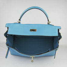 Load image into Gallery viewer, Hermes Kelly 35cm Togo Leather Handbag Light Blue/Golden