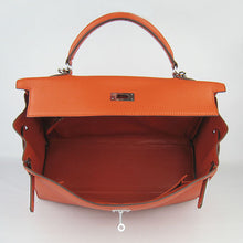 Load image into Gallery viewer, Hermes Kelly 35cm Togo Leather Handbag Orange/Silver