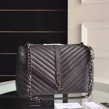 Load image into Gallery viewer, Yves Saint Laurent Large Monogram College Bag in Anthracite Goatskin