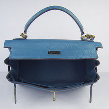 Load image into Gallery viewer, Hermes Kelly 32cm Togo Leather Handbag Blue/Golden