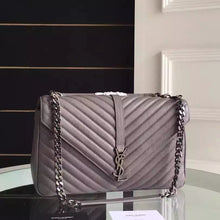 Load image into Gallery viewer, Yves Saint Laurent Large Monogram College Bag in Grey Goatskin