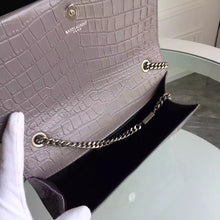 Load image into Gallery viewer, Yves Saint Laurent Medium Monogram Tassel Satchel In Grey Crocodile Leather
