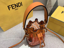Load image into Gallery viewer, Fendi Orange Mon Tresor Mini Bucket Bag In Transparent PU