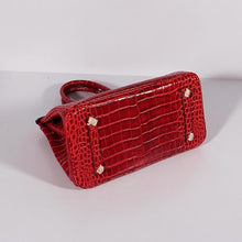 Load image into Gallery viewer, Hermes Birkin 30cm Crocodile Leather Bag With Strap Red Gold