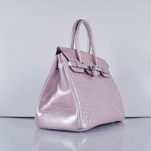 Load image into Gallery viewer, Hermes Birkin 35cm 6089 New Crocodile Vein Handbags Pink Silver