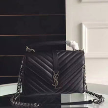 Load image into Gallery viewer, Yves Saint Laurent Medium Monogram College Bag in Black Goatskin