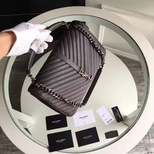 Load image into Gallery viewer, Yves Saint Laurent Large Monogram College Bag in Anthracite Goatskin
