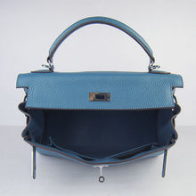 Load image into Gallery viewer, Hermes Kelly 32cm Togo Leather Handbag Blue/Silver