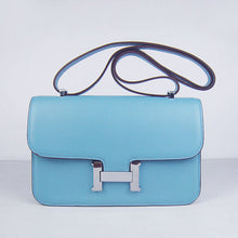Load image into Gallery viewer, Hermes calf Leather Message Bag H020 light blue silver