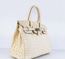 Load image into Gallery viewer, Hermes Birkin 30cm Crocodile Head Vein Handbags Beige Silver