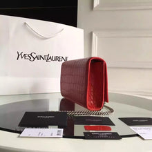 Load image into Gallery viewer, Yves Saint Laurent Medium Monogram Tassel Satchel In Red Crocodile Leather