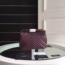 Load image into Gallery viewer, Yves Saint Laurent Medium Monogram College Bag in Burgundy Goatskin